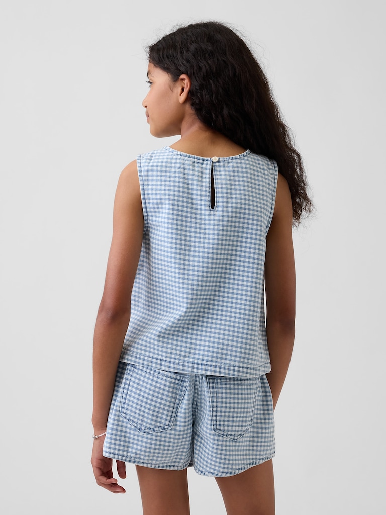 Kids Gingham Denim Shell Tank Top
