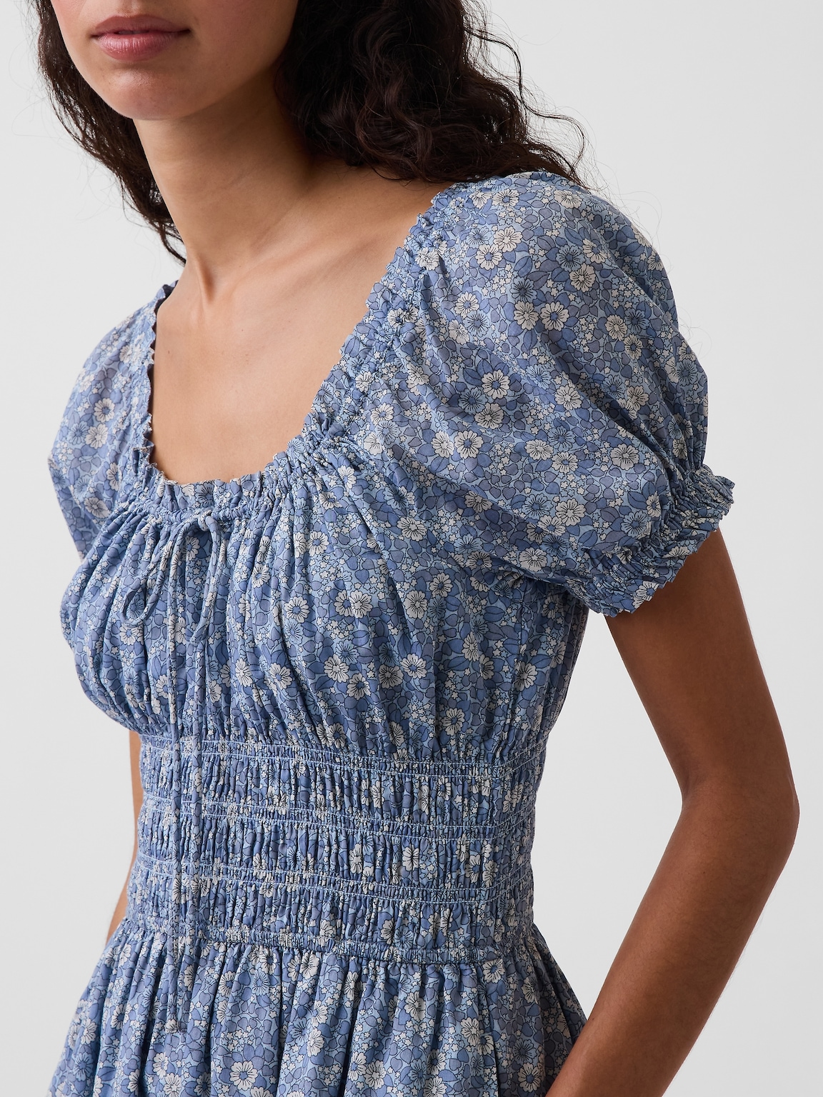 Smocked-Waist Mini Dress