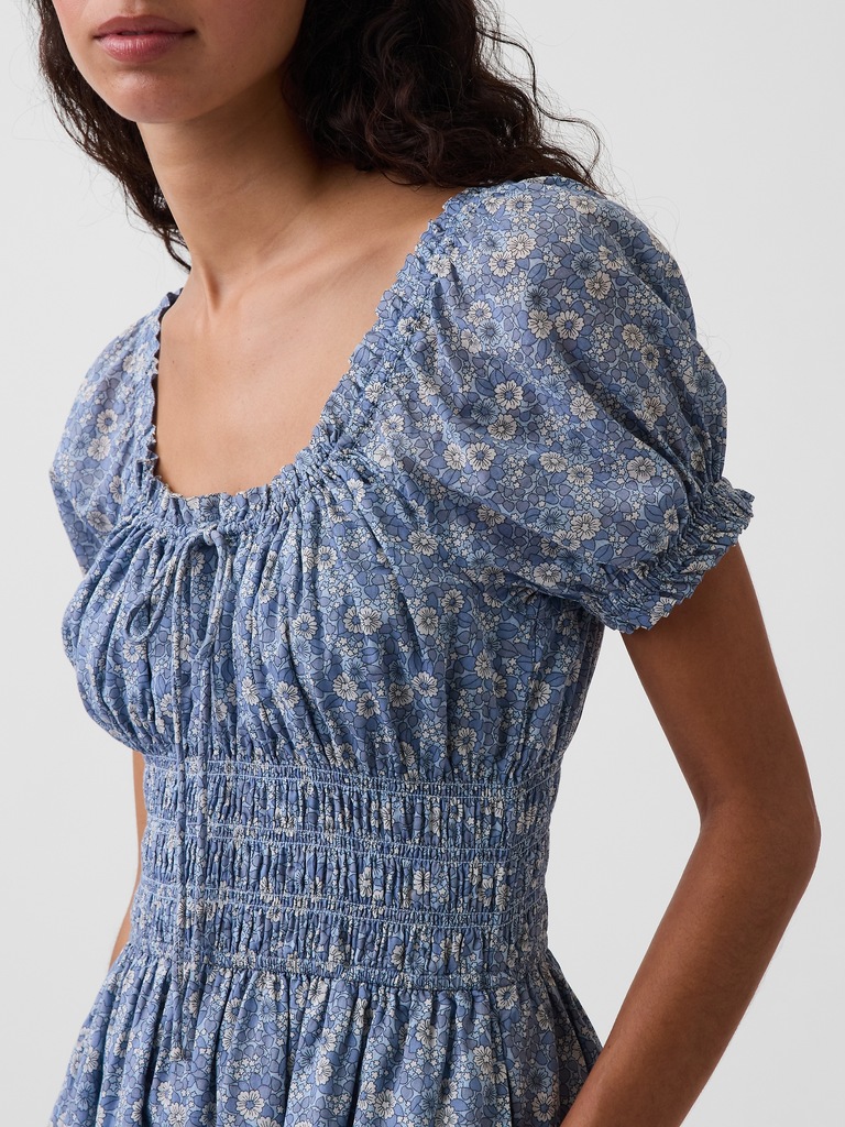 Smocked-Waist Mini Dress