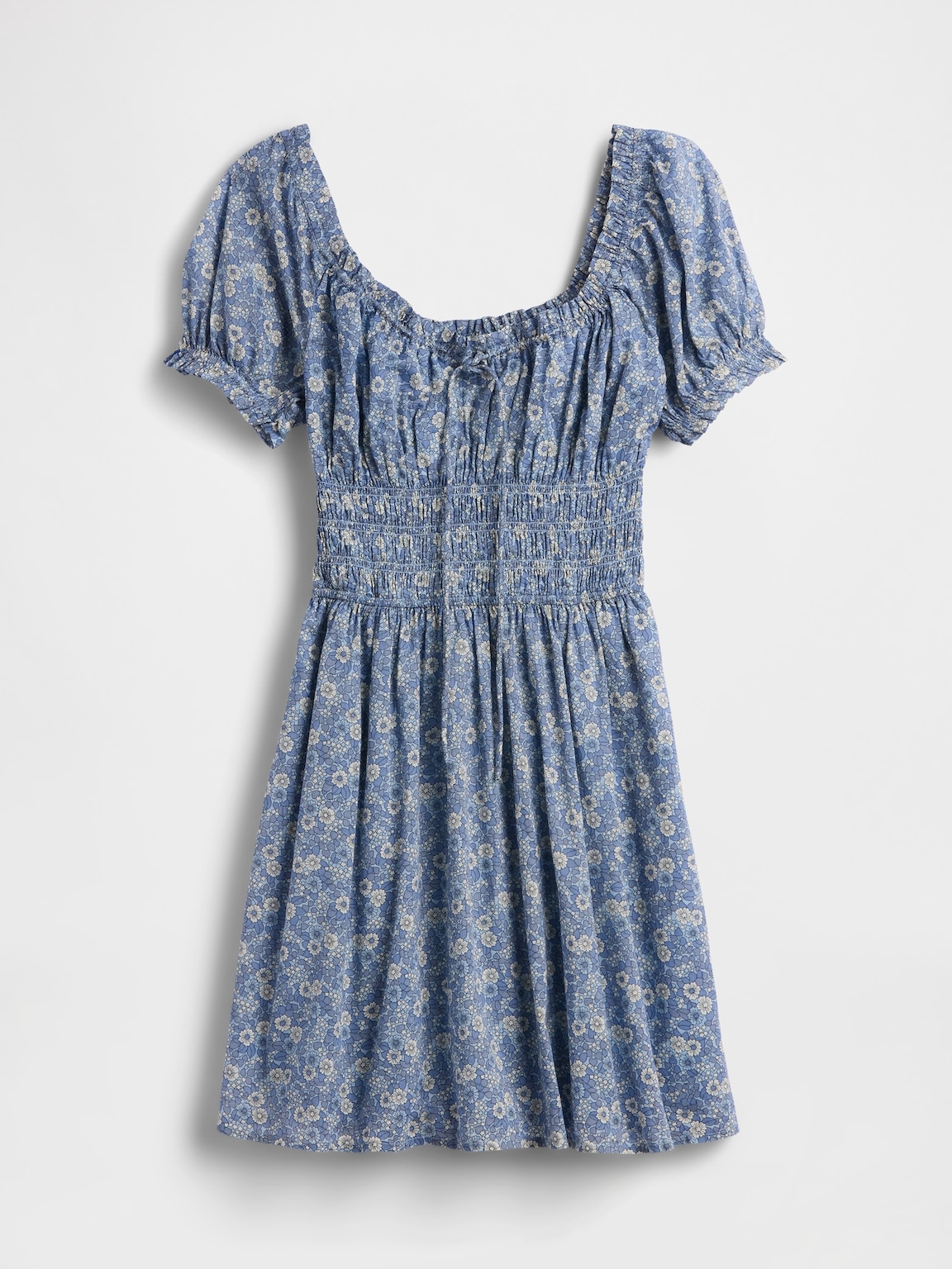 Smocked-Waist Mini Dress