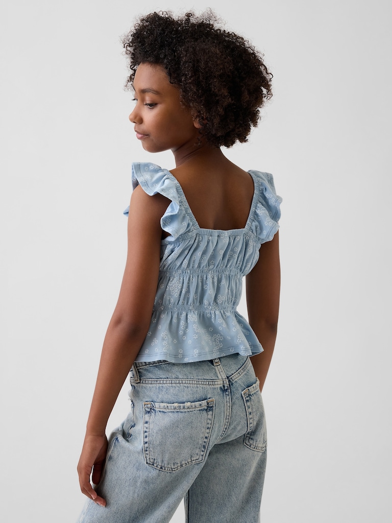 Haut smocké à basque et à manches flottantes pour Enfant