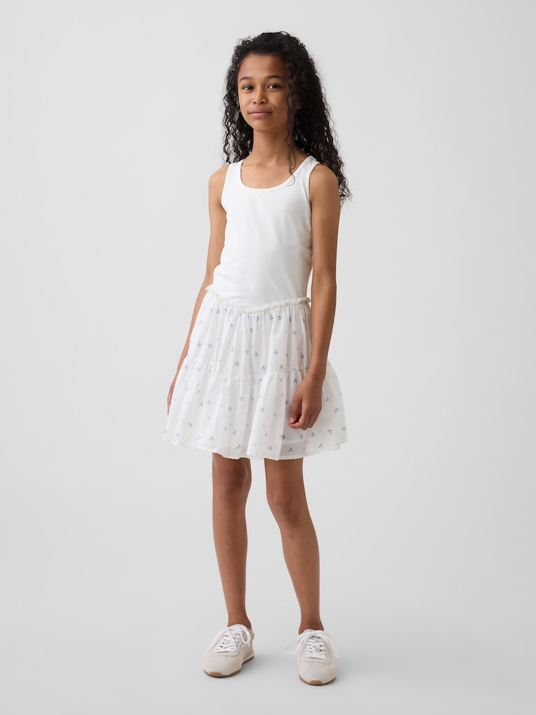 Kids Mixed Media Tiered Tank Dress