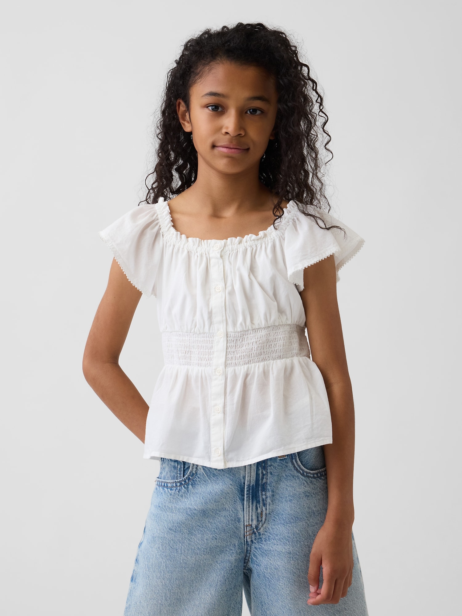 Girls' White Shirts & Tops | Gap Girls' White Shirts & Tops | Gap