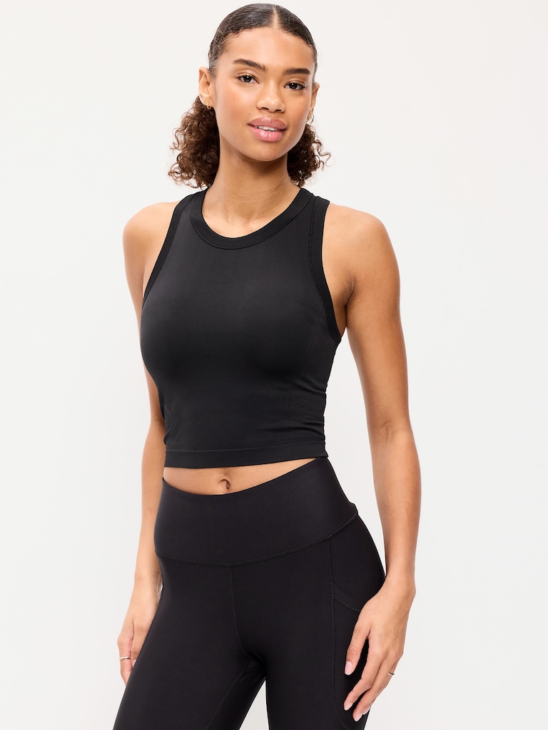 Seamless Fitted High-Neck Crop Top