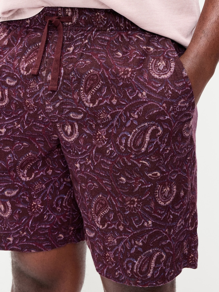 Linen-Blend Jogger Shorts -- 7-inch inseam