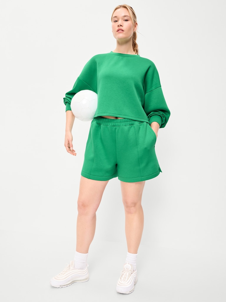 High-Waisted Bounce Fleece Shorts -- 5-inch inseam