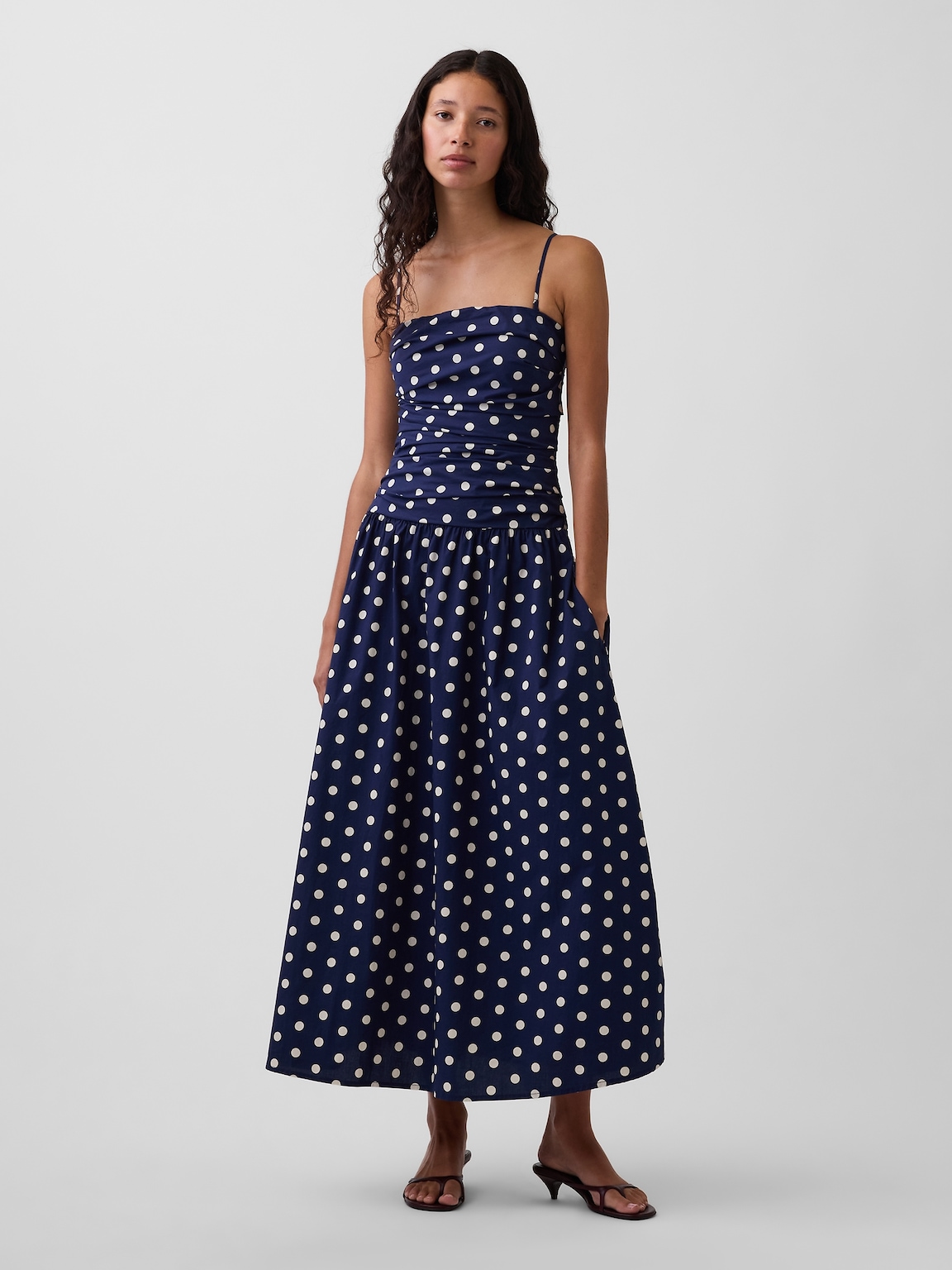 Poplin Drop-Waist Maxi Dress