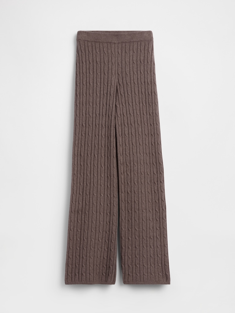 CashSoft Relaxed Cable-Knit Sweater Pants