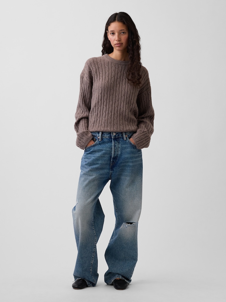 CashSoft Oversized Cable-Knit Sweater