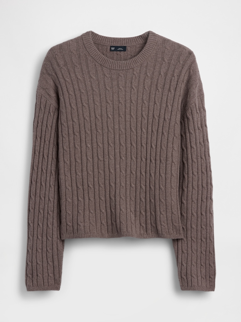 CashSoft Oversized Cable-Knit Sweater