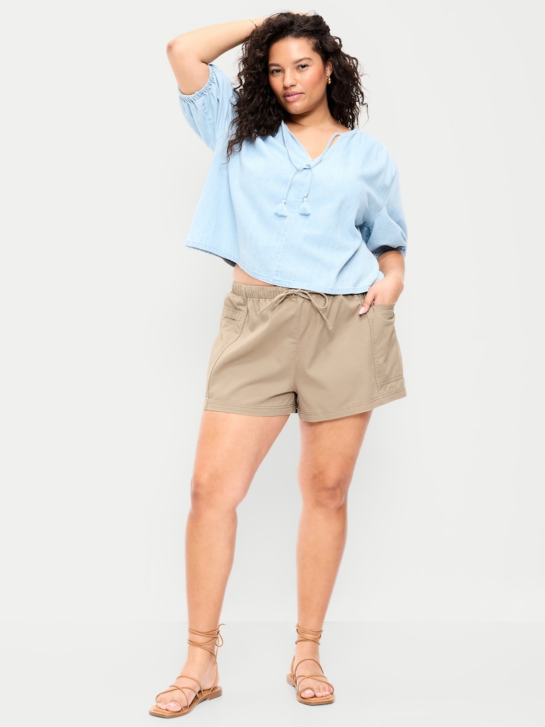 High-Waisted Pull-On Utility Shorts