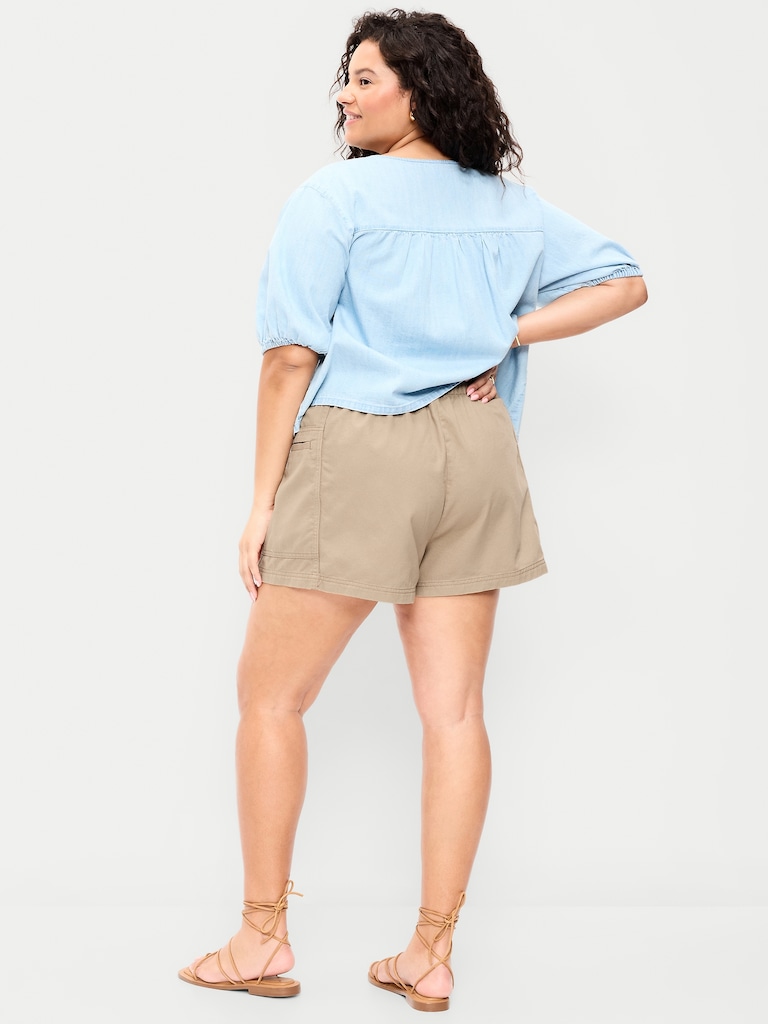 High-Waisted Pull-On Utility Shorts