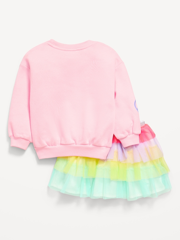 Embroidered Sweatshirt & Tutu Skirt Set for Toddler Girls