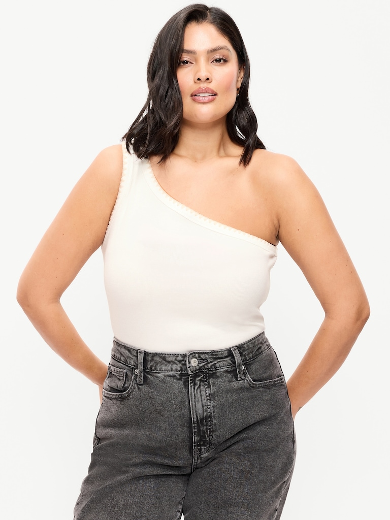 Ribbed One-Shoulder Tank Top