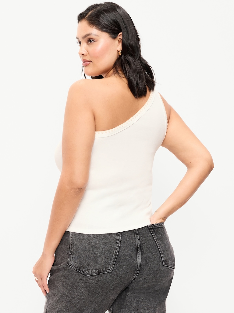 Ribbed One-Shoulder Tank Top