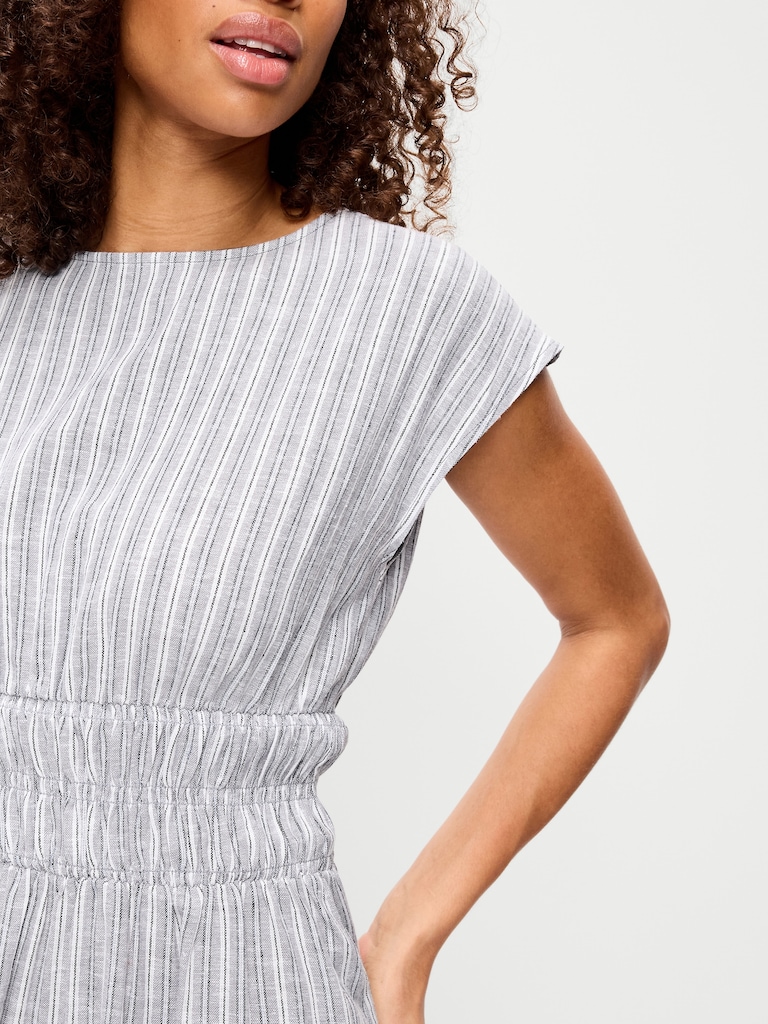 Smocked-Bodice Fit & Flare Mini Dress