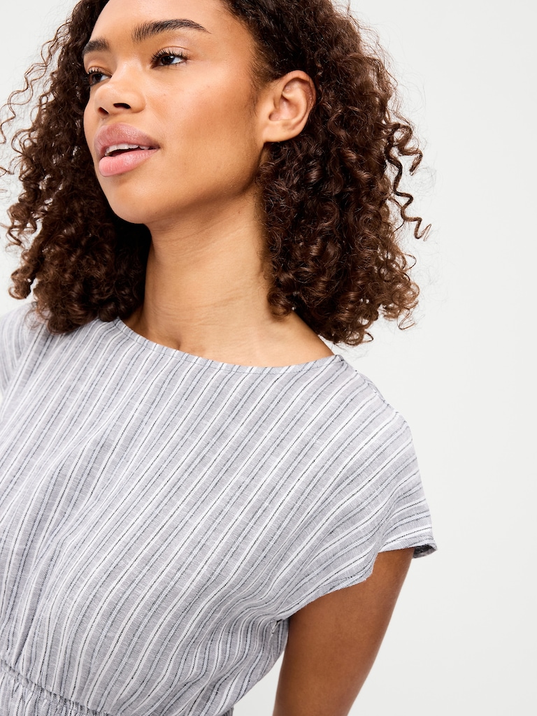 Smocked-Bodice Fit & Flare Mini Dress