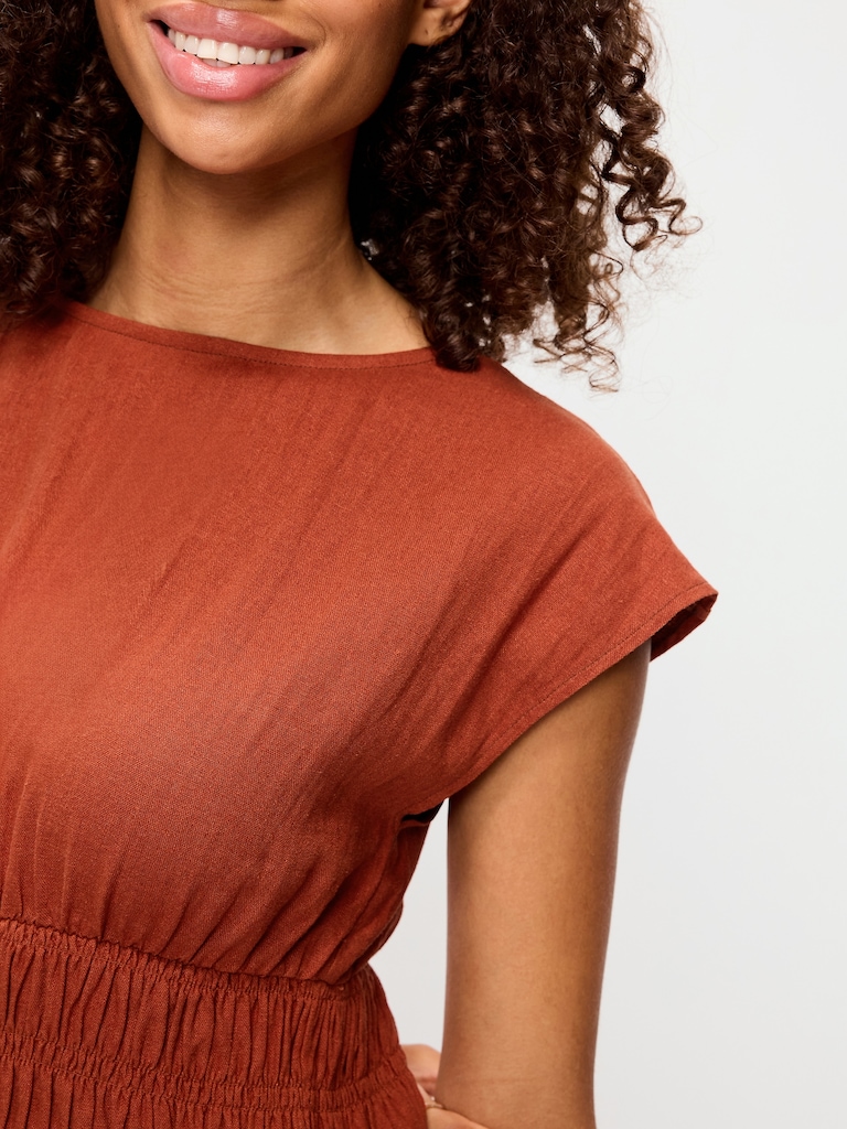 Smocked-Bodice Fit & Flare Mini Dress