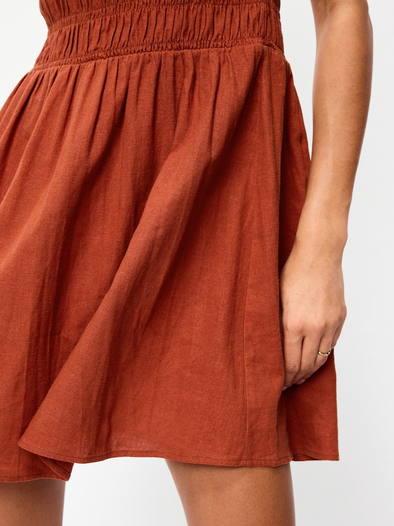 Smocked-Bodice Fit & Flare Mini Dress