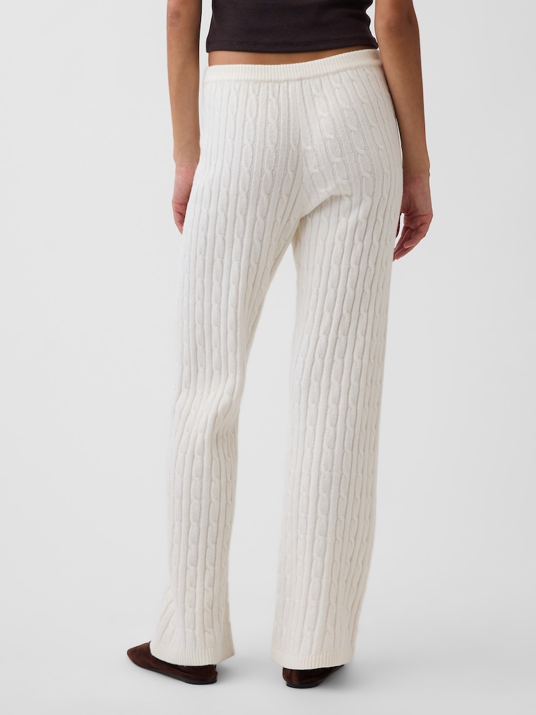 CashSoft Cable-Knit Boot Sweater Pants