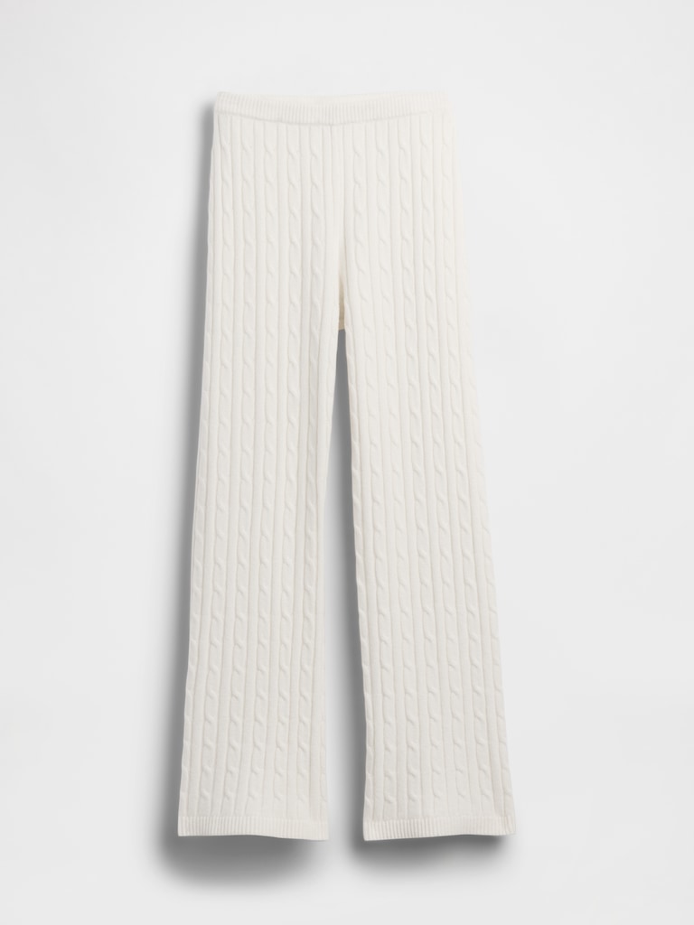 CashSoft Cable-Knit Boot Sweater Pants
