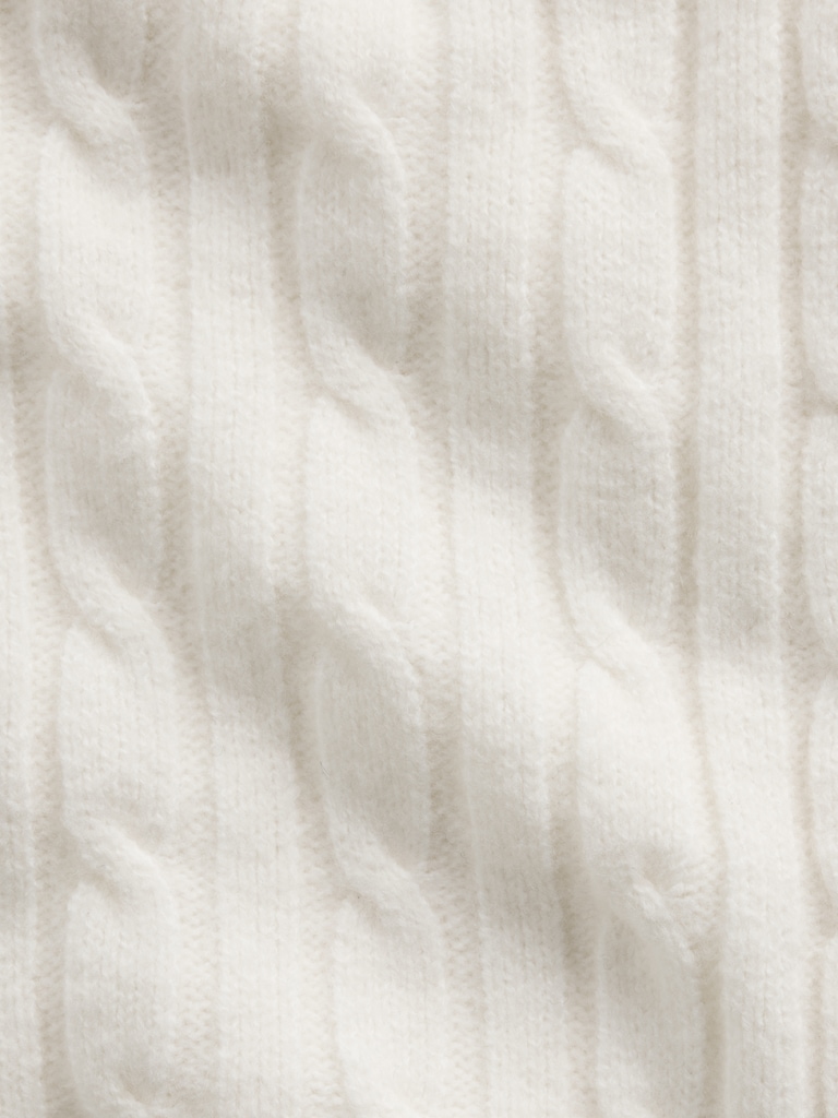 CashSoft Cable-Knit Crop Zip Cardigan