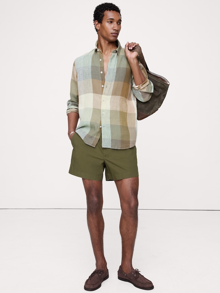 Short à taille extensible en coton léger de 12,5 cm