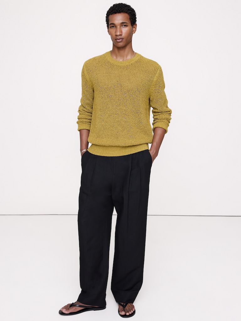 Bouclé Cotton-Blend Crew-Neck Sweater