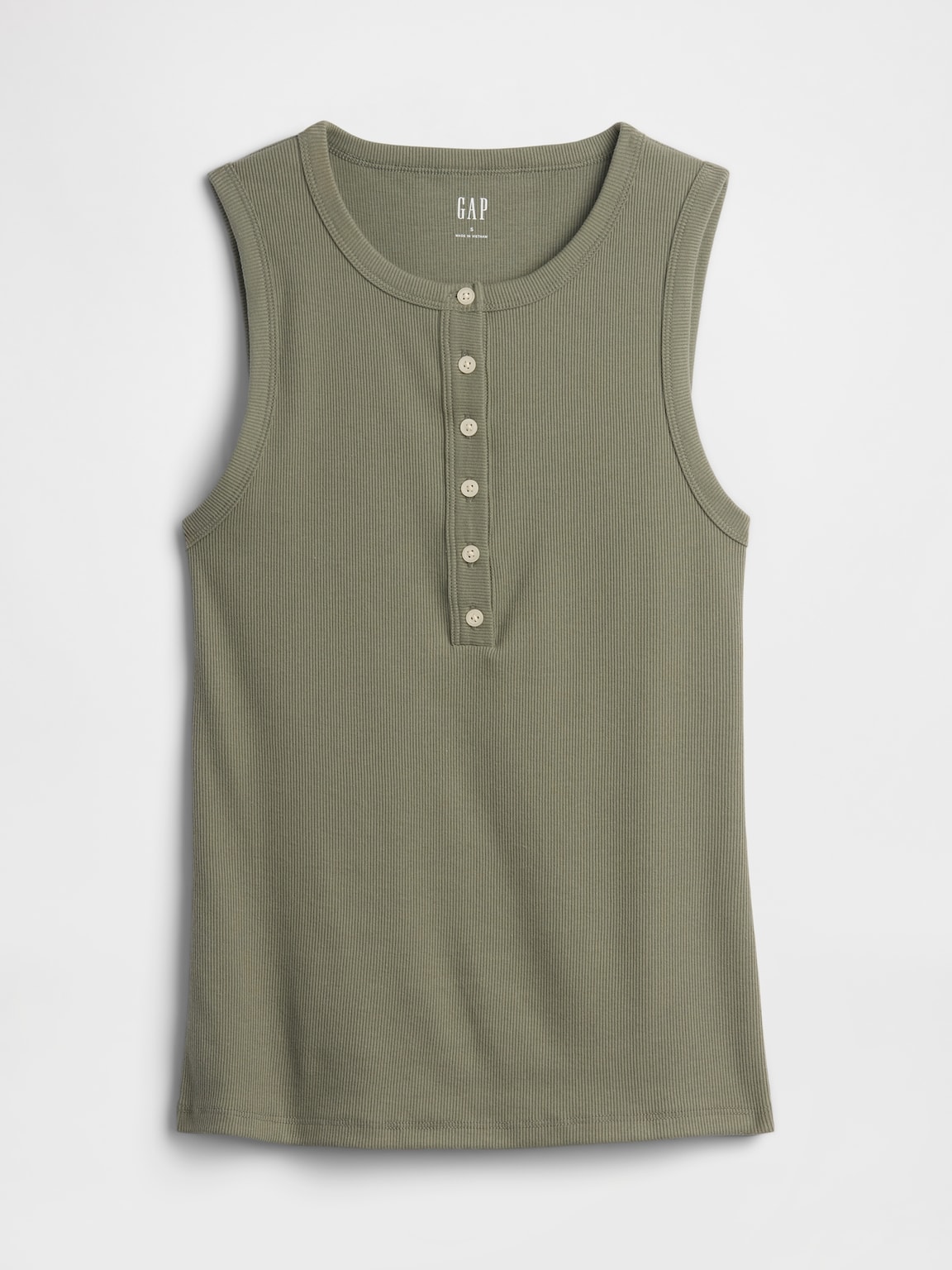 Ribbed Henley Tank Top