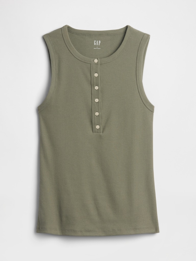 Ribbed Henley Tank Top