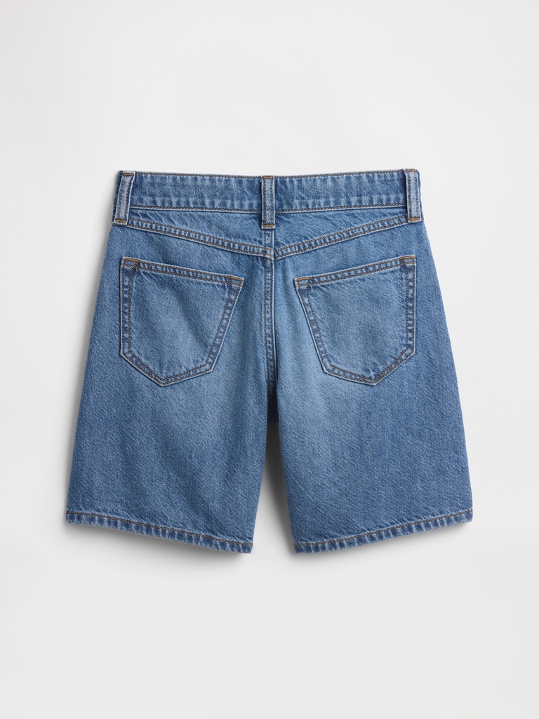 Kids Mid Rise Drawstring Denim Shorts