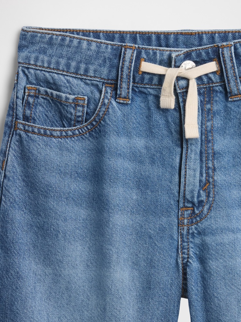 Kids Mid Rise Drawstring Denim Shorts