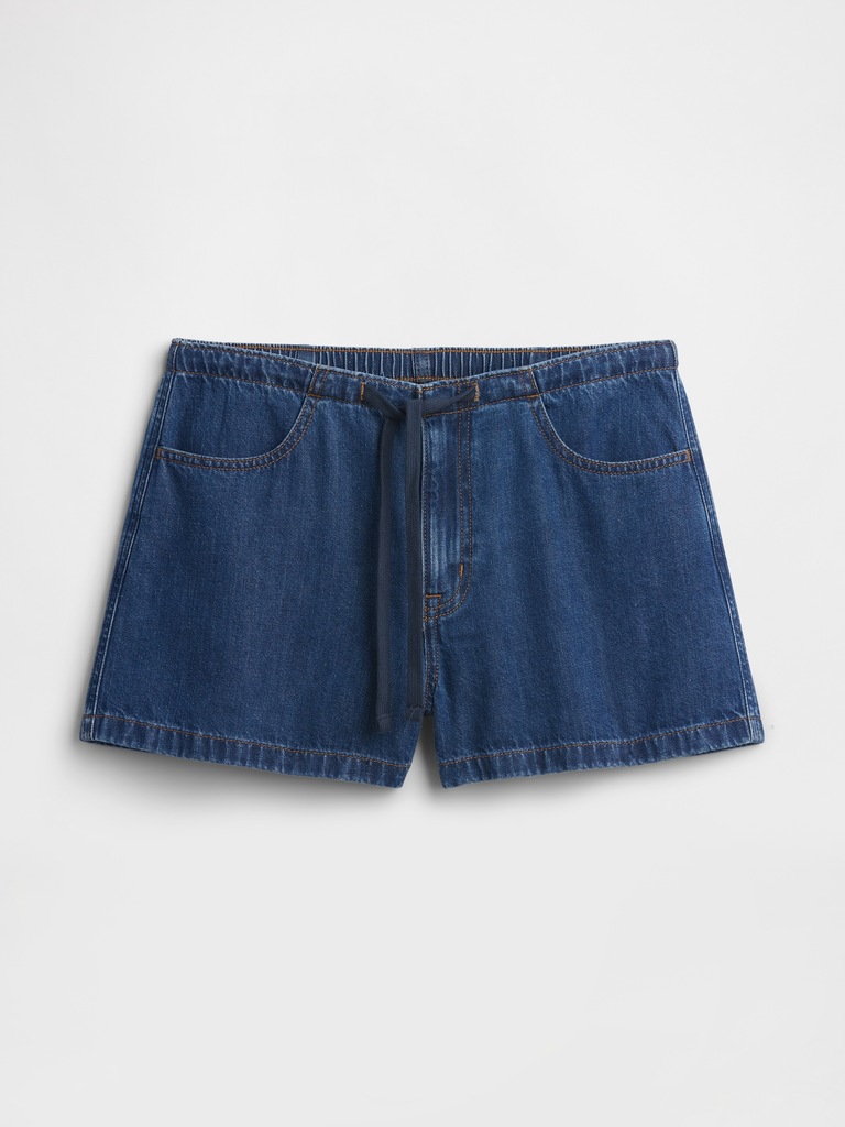 3" Low Rise Drawstring Denim Shorts