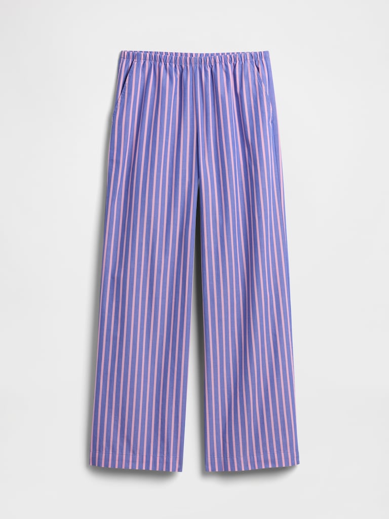 Mid Rise Pull-On Stripe Poplin Pants