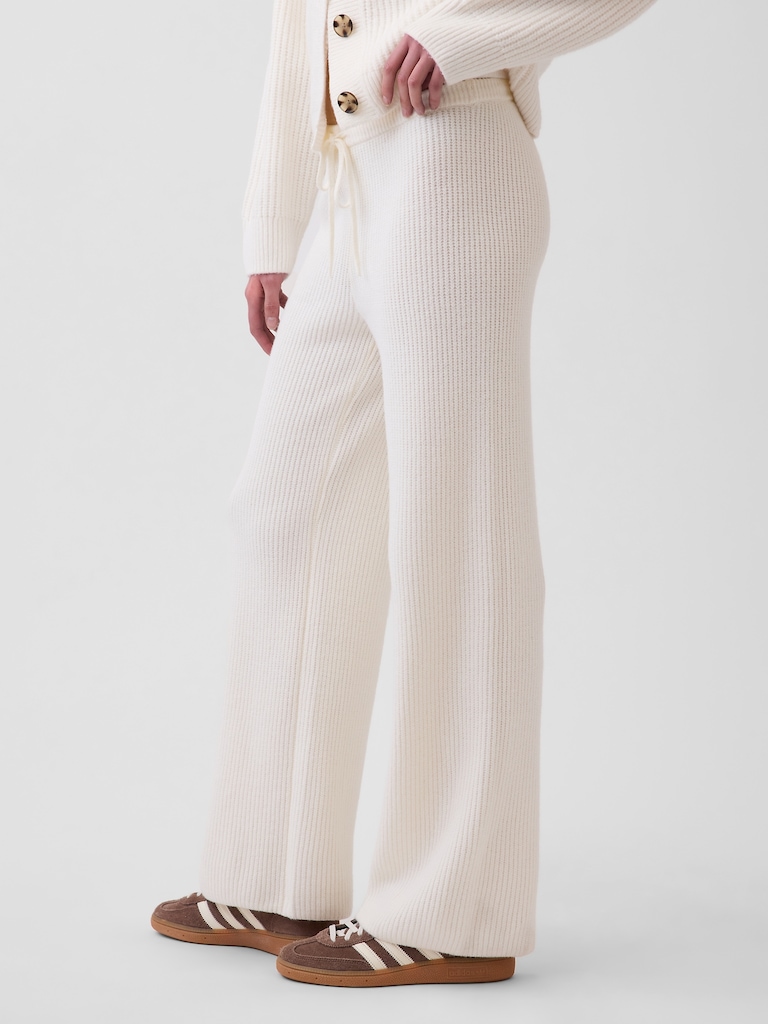 CashSoft Shaker-Stitch Sweater Pants