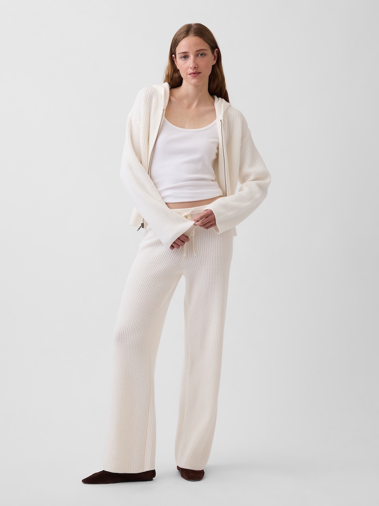 CashSoft Oversized Shaker-Stitch Zip Hoodie