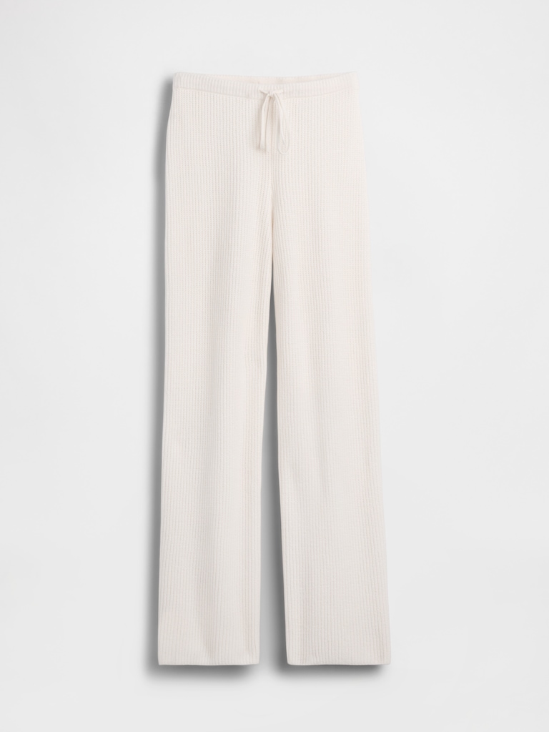 CashSoft Shaker-Stitch Sweater Pants