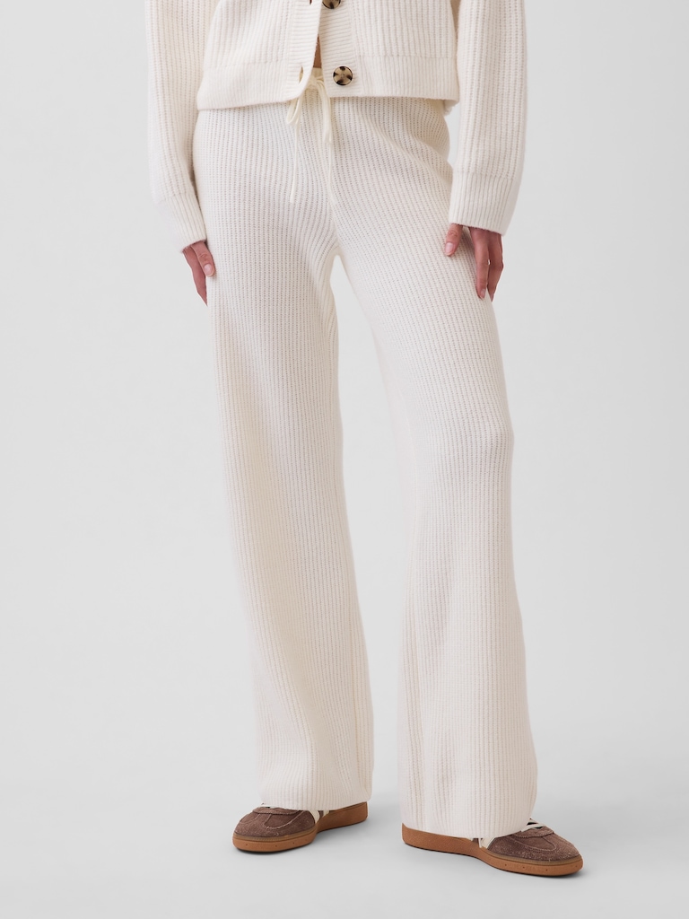 CashSoft Shaker-Stitch Sweater Pants