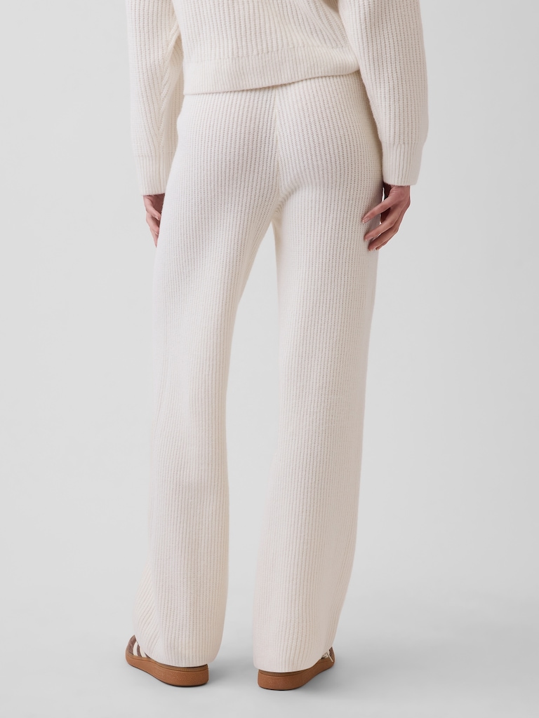 CashSoft Shaker-Stitch Sweater Pants