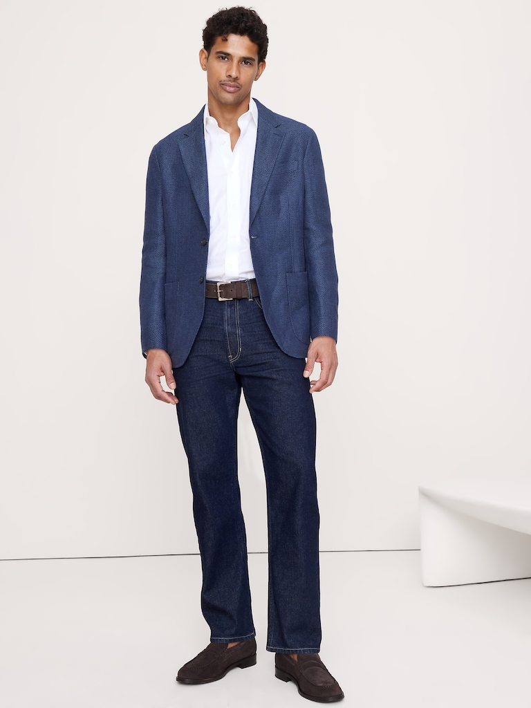Blue Herringbone Linen Sport Coat
