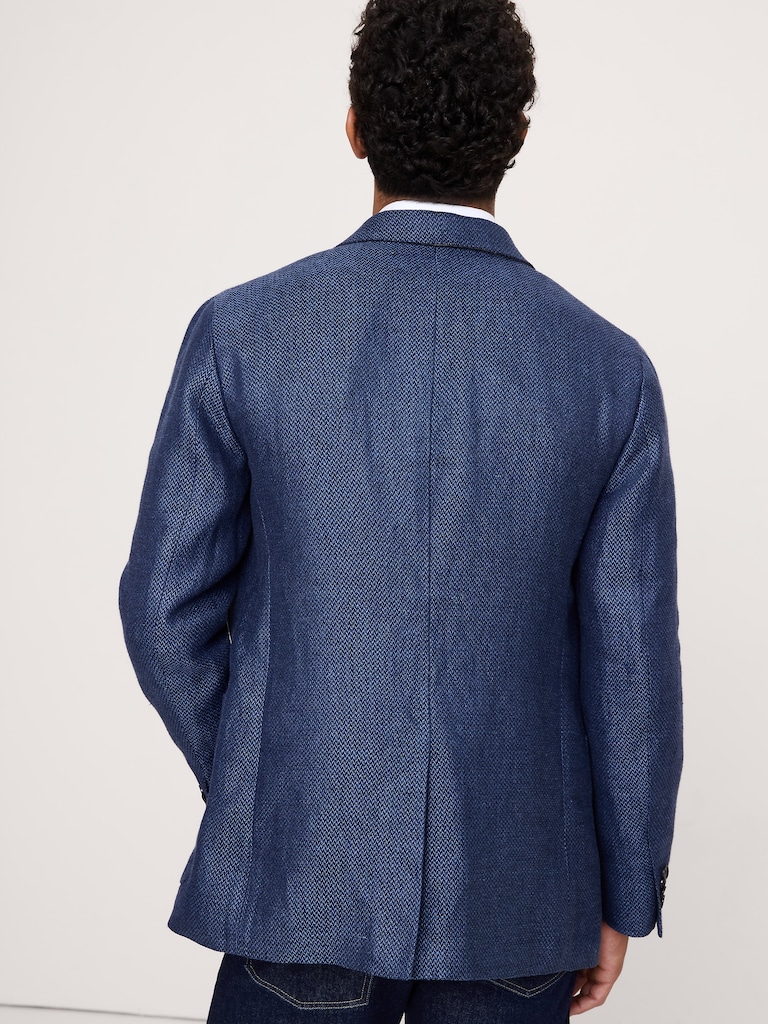 Blue Herringbone Linen Sport Coat