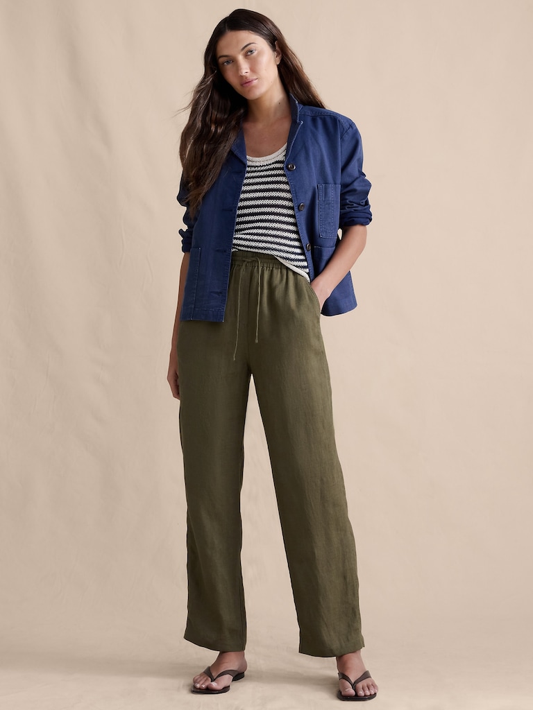The Getaway Straight-Leg Pull-On Pant in Linen