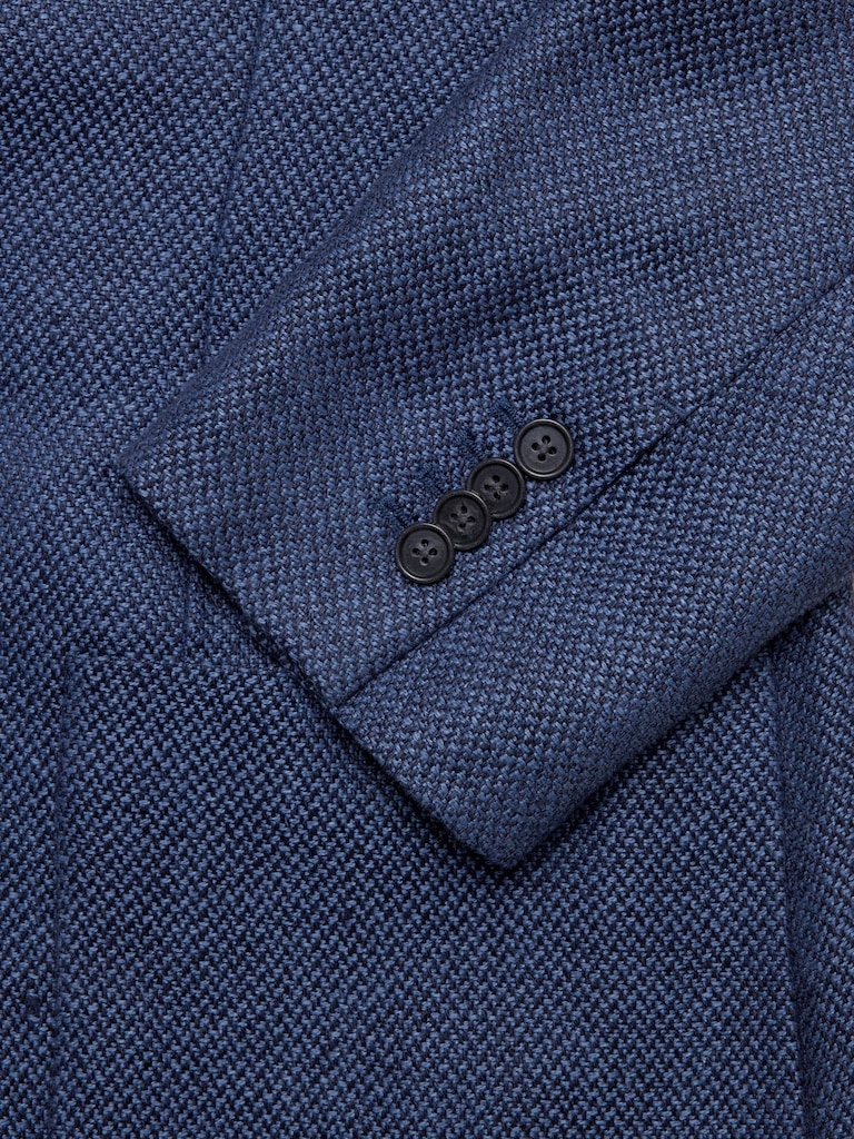 Blue Herringbone Linen Sport Coat