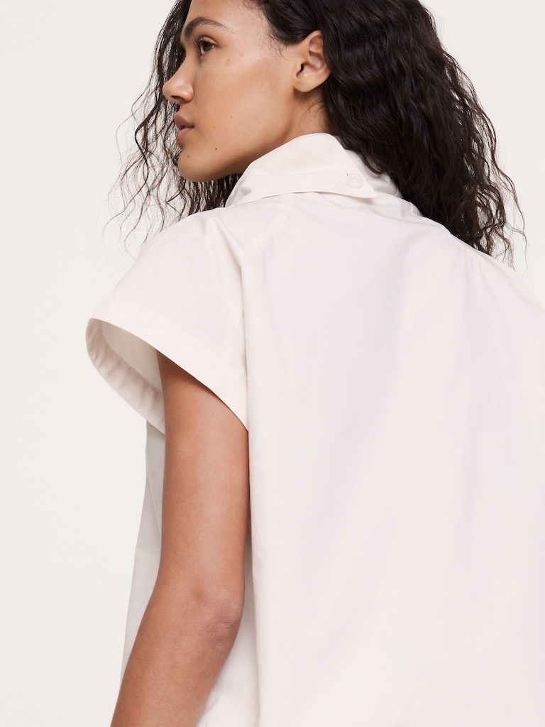 Cotton Poplin Cowl Neck Tunic