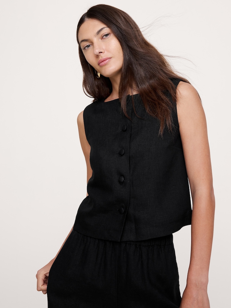 Linen Button-Front Tank
