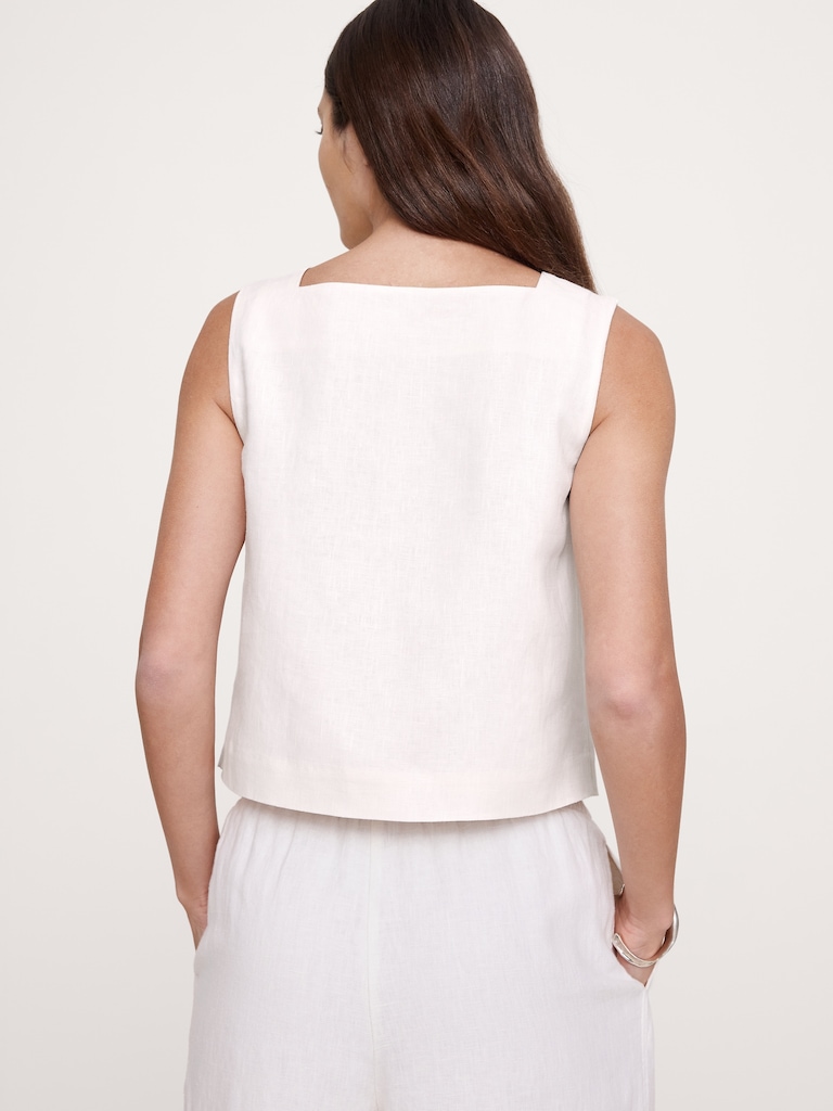 Linen Button-Front Tank