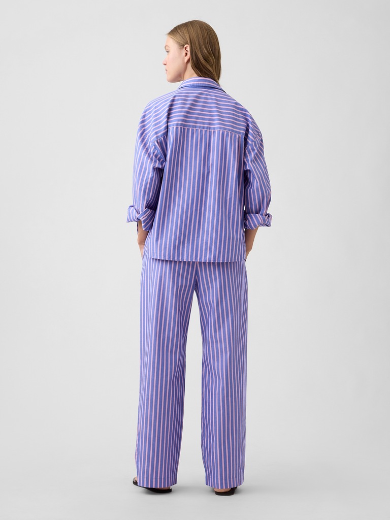 Mid Rise Pull-On Stripe Poplin Pants