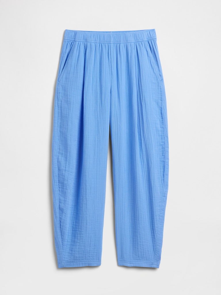 Mid Rise Pull-On Barrel Gauze Pants