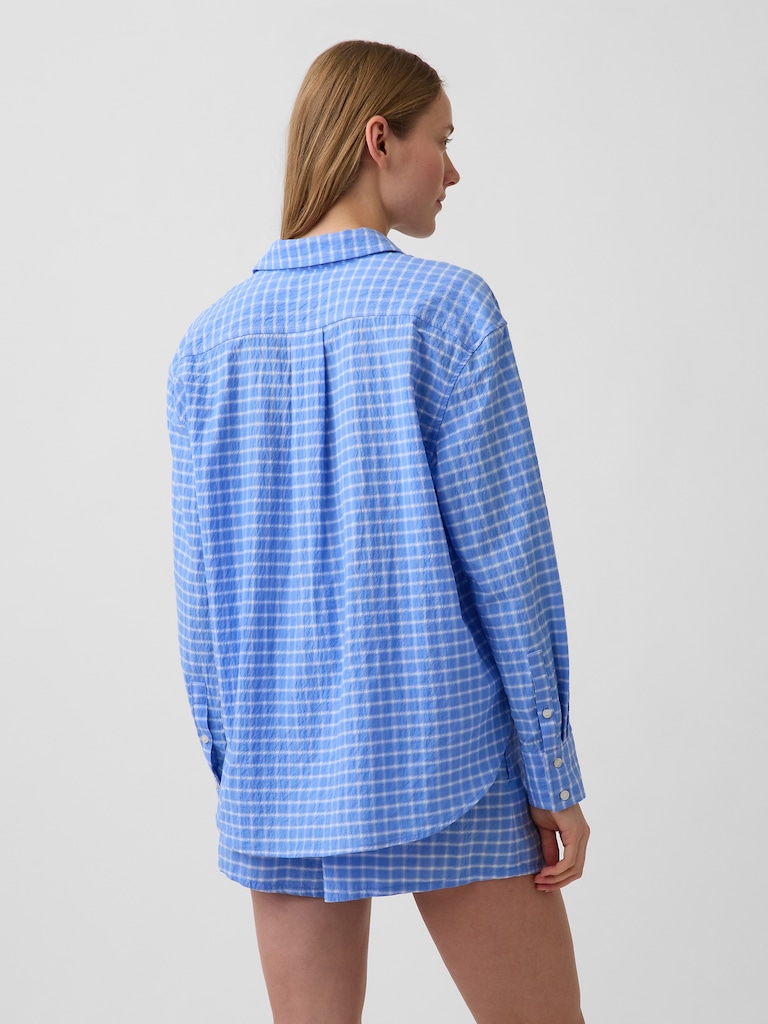 Seersucker Plaid Oversized Shirt