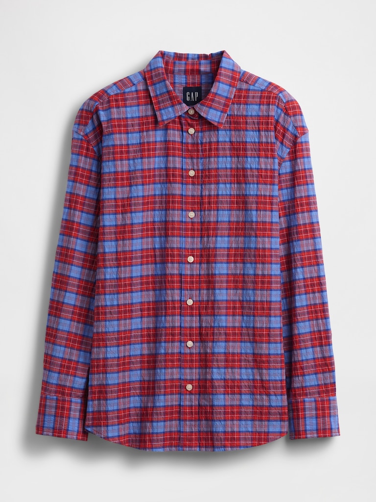 Seersucker Plaid Oversized Shirt